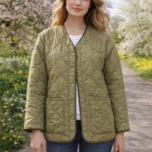 Bellivera Women's Quilted Liner Utility Jacket Olive Green Size Small
